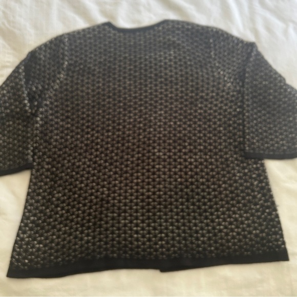 AK Anne Klein Sweater Open Lacy Knit Black and White Cardigan Plus size 3X - Picture 12 of 15